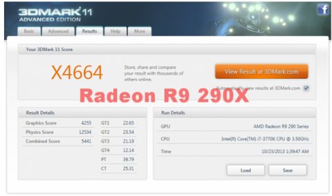 результаты видеокарты Nvidia Radeon R9 290X в 3DMark 11