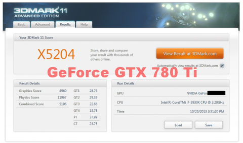 результаты видеокарты Nvidia GeForce GTX 780 Ti в 3DMark 11